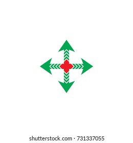 plus symbol four arrows logo vector