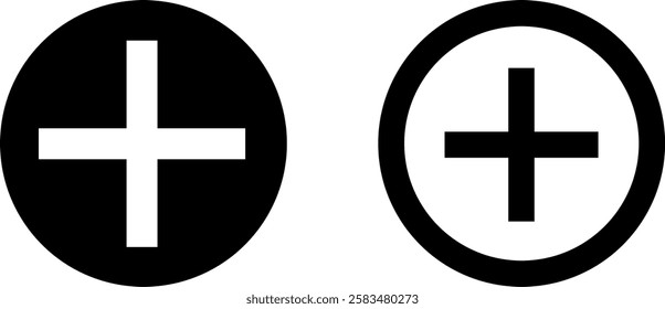 Plus, Symbol Icon Sign – Math and Addition Vector Symbol Set