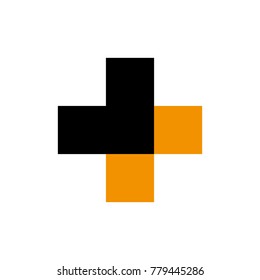 plus symbol in orange and black editable vector