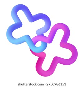 plus symbols intertwined 3d fluid line icon vector illustration