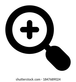 Plus under magnifier, vector design of medical search 
