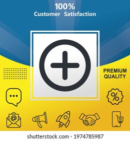 Plus vector glyph color icon. With yellow and blue background option