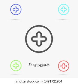 Plus vector icon. Plus vector icon for devices . Plus vector icon for the pharmacy . Plus vector icon the calculator.10 EPS and Lorem Ipsum.