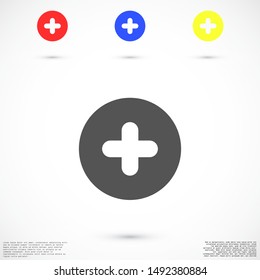 Plus vector icon. Plus vector icon for devices . Plus vector icon for the pharmacy . Plus vector icon the calculator.10 EPS and Lorem Ipsum.
