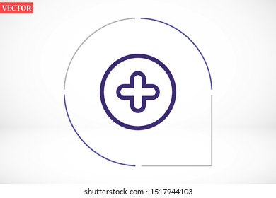 Plus vector icon. Plus vector icon for devices . Plus vector icon for the pharmacy . Plus vector icon the calculator.10 EPS and Lorem Ipsum.