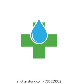 Plus  with water drop logo design vector