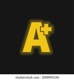 Icono de neón brillante amarillo A Plus