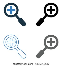 Plus zoom sign, magnifier icon. Vector design on isolated white background