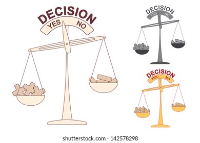 Pluses and Minuses on Decision Scale conceptual vector image.