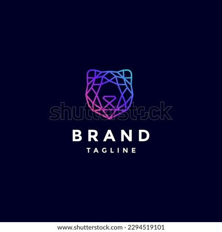 Plush Bear Head Logo Design. Minimalist Bear Head Mosaic Logo Design.