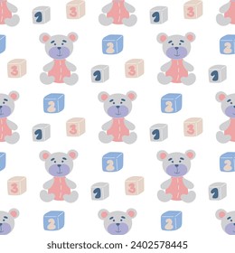 Plush bear Seamless Baby Pattern