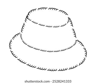 Plush Bucket Hat. Fur winter Head Fashion accessory cap clothing technical illustration. Vector headgear for Men, women, unisex style, flat template CAD mockup sketch outline isolated