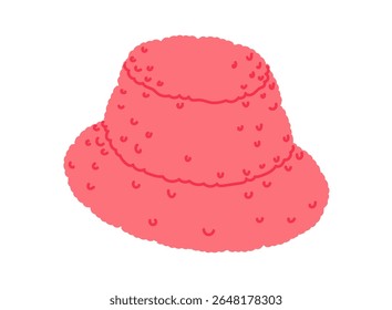 Plush Bucket Hat. Fur winter Head Fashion accessory cap clothing technical illustration. Vector headgear for Men, women, unisex style, flat template CAD mockup sketch outline isolated
