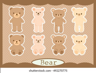  plush doll bears on stand pose and sit pose