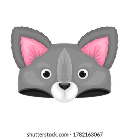 Plush Hat with Cute Animal Muzzle Vector Illustration