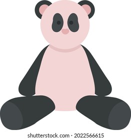 Plush panda animal semi flat color vector object. Full sized item on white. Nursery room decoration. Stuffed toy isolated modern cartoon style illustration for graphic design and animation