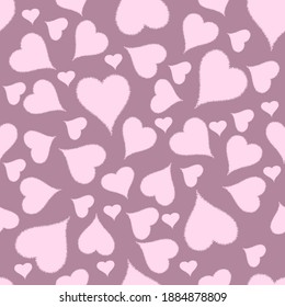 Arrojar corazones rosados en un fondo rosado. Patrones sin inconvenientes para el día de San Valentín o la boda. Febrero de 2014. Para textiles, postales, papel pintado y fondos de origen. Ilustración vectorial.