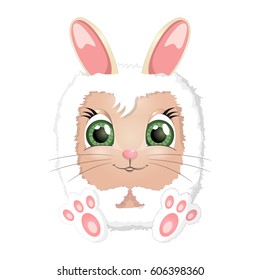 Plush rabbit toy. Beautiful rabbit- vector illustration
