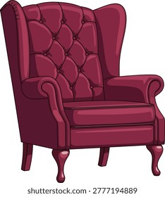 Plush red wingback armchair with button tufting wingback chair tufted chair living room lounge reading high back home decor furniture item furniture design armchair