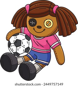 Plush Soccer Player Cartoon Colored Clipart 