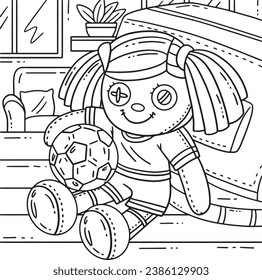 Plush Soccer Player Coloring Page for Kids