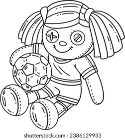 Plush Soccer Player Isolated Coloring Page