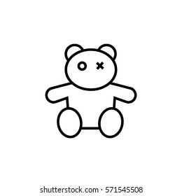 Plush toy line icon, teddy bear