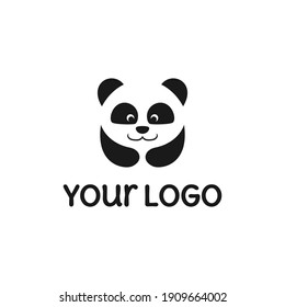 Plushes logo icon template, panda bear doll silhouette logo template