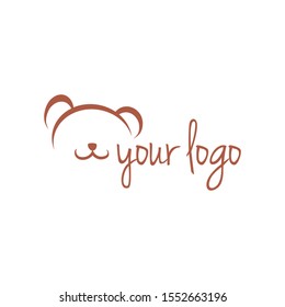 plushes logo icon template, teddy bear doll logo with smile face logo template