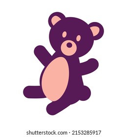 Plushy bear semi flat color vector object. Soft toy for little child. Full sized item on white. Stuffed animal. Simple cartoon style illustration for web graphic design and animation