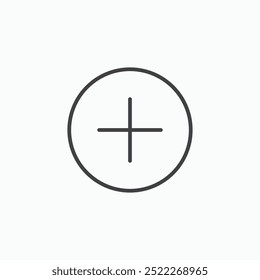 Plusline in Thin line black color. flat simple vector symbols illustration.