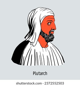 Plutarch was an ancient Greek writer and philosopher of the Roman era. Hand drawn vector illustration.