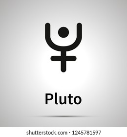Pluto astronomical sign, simple black icon with shadow