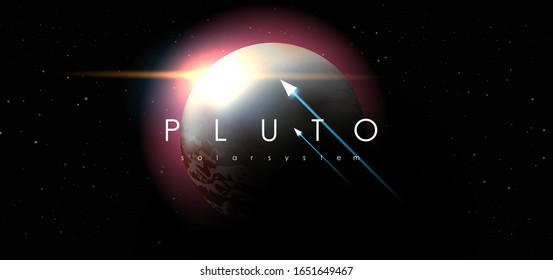 Pluto, creative vector planet. Space background. Galaxy Colorful abstract futuristic illustration. Planet of solar system.