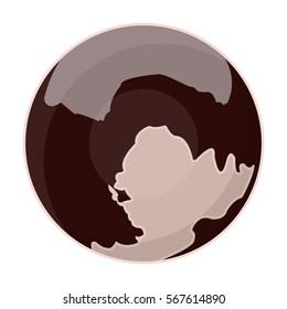 Pluto icon in cartoon style isolated on white background. Planets symbol stock vector illustration.