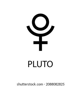 Pluto icon. Planet symbol. Vector black sign on white. Astrological calendar. Jyotisha. Hinduism, Indian or Vedic astrology horoscope