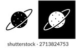 Pluto Icon Set In White And Black Background