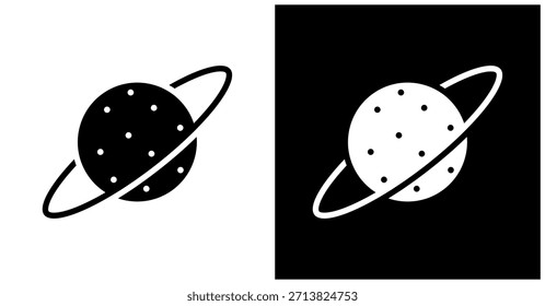 Conjunto De Iconos De Plutón En Fondo Blanco Y Negro