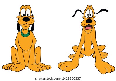 Pluto the Mickey Mouse dog sitting set vector