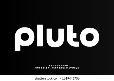 Pluto a modern minimalist alphabet font, lowercase bold typography style