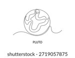 Pluto. Moon, Star, Sun and planet concept. Single line draw design. Vector graphic illustration