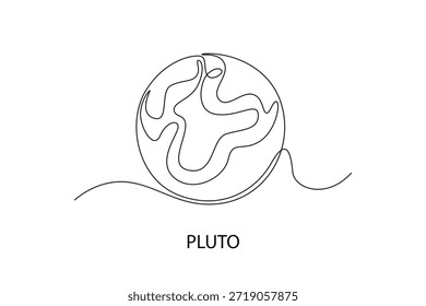 Pluto. Konzept von Mond, Stern, Sonne und Planet. Einzeiliges Zeichnungsdesign. Vektorgrafik