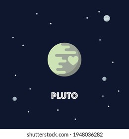 Pluto on space background. star and planets on galaxy background. Flat style vector illustration