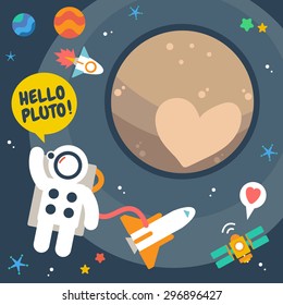 Pluto Planet , Flat Design Elements. Vector Illustration.