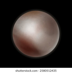 Pluto planet, isolated solar system part. Vector realistic celestial body in cosmos. Cosmic exploration and universe discovery. Constellation or planetary decoration, game or children book of space