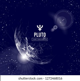 Pluto, the planet responsible in astrology for the transformation, rebirth, the collective energy of the masses. Vector illustration