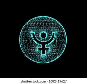 Pluto, the planet responsible in astrology for the transformation, rebirth, the collective energy of the masses. Vector 3d illustration on dark background