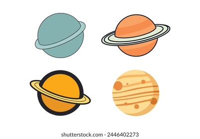 pluto planet space illustration set, pluto planet vector set