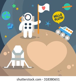 Pluto Planet space traveler, Flat Design Elements. Vector Illustration.