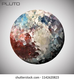 Pluto planet vector isolated low poly